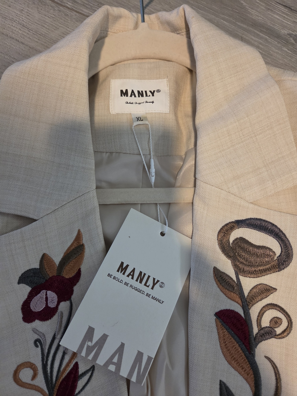 MANLY Embroidered Cream Blazer